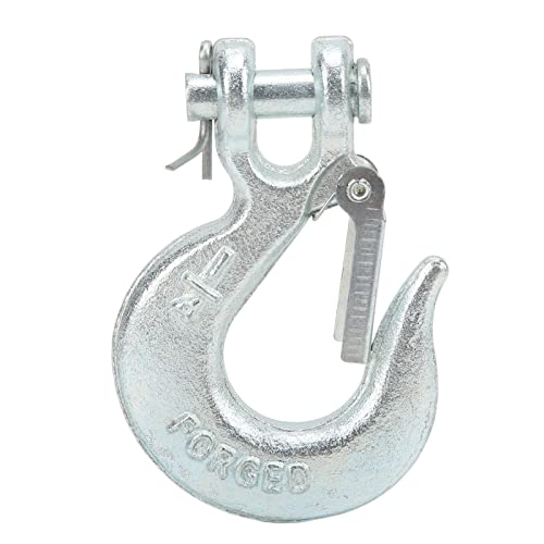 Heavy Duty 1/4in Clevis Slip Hook with Safety Latch, G70 Forged Steel for Truck Towing, Trailer and Vehicle Chains, Industrial Commercial Sling Hooks
