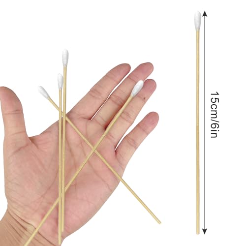 400 Count Round Tip Cotton Swabs, 6-Inch Bamboo Sticks, Lint-Free, for Delicate Cleaning, Arts & Crafts, Pet Care, Audio Equipment Maintenance with Portable Storage Case