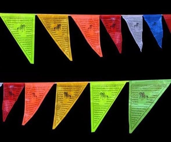 Tibetisch-buddhistische Gebetsfahnen, Gebetsdekoration, Dreiecksbanner, tibetisches buntes Seidenbanner, Fengmaqi Long Da-Wimpel, 6,5 Meter, 25 Seiten, Flaggen (Color : 10 pcs)