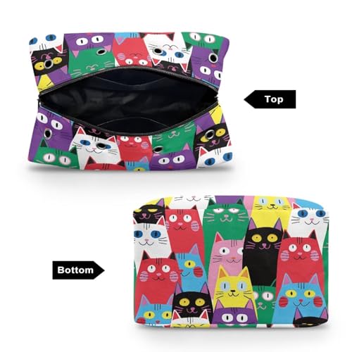 Image of Drnuikhe Colorful Cats Large Crochet Bag Knitting Bags and Totes Organizer, Large Capacity Yarn Storage for Knitting Needles, Crochet Hooks and Other Accessories