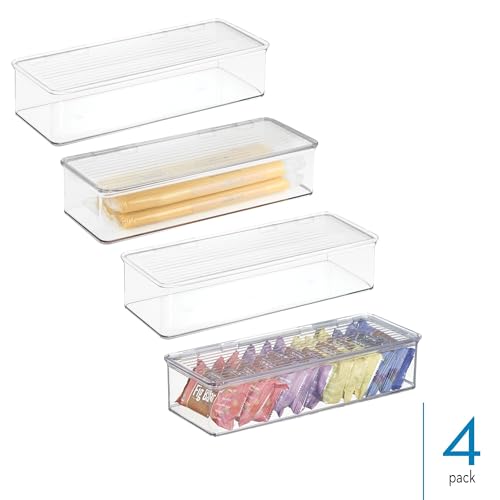 Boîte de rangement empilables iDesign bac plastique transparent avec couvercle