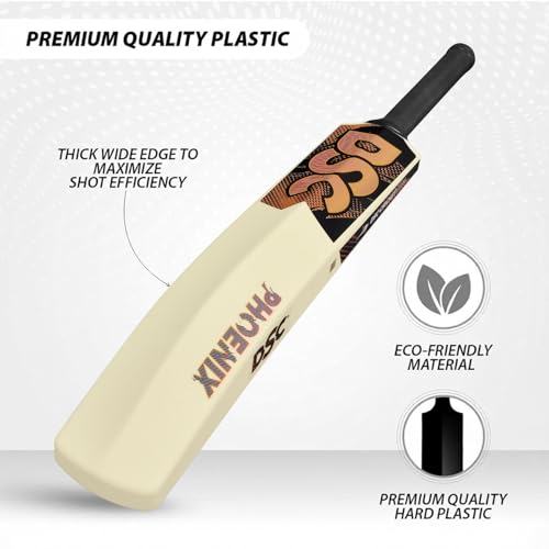 Image of DSC Phoenix Plastic Cricket Bat with PVC Ball - Ideal for Tennis and Gully /Turf Cricket Bat for Kids, Color - White, Size - 4 (6-8 Yrs)
