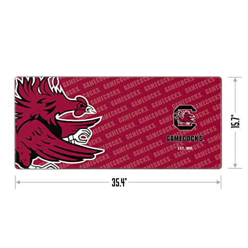 Image of YouTheFan NCAA South Carolina Gamecocks Logo Series Desk Pad | Water And Stain Resistant, Heavy-Duty Non-Slip Rubber Backing, Stitched Edge, Fits Under Mouse, Computer And Keyboard