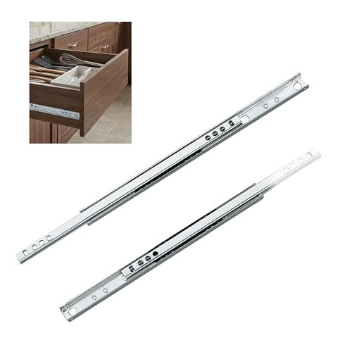 Amig - Juego de 2 Guías Correderas Metálicas - Acero Galvanizado - Para Cajones de Muebles - Extracción Parcial - Resistencia de carga: 15 Kg/Par - Plateado - Medidas: 310 x 17 mm