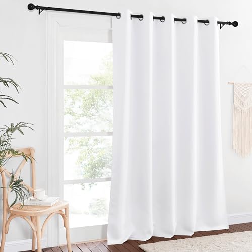 NICETOWN Room Darkening Curtain 90 inches Long - Thermal Curtain Grommet Large Window Treatment Sliding Door Curtain Light Blocking for Living Room (White, 1 Panel, W66 x L90)