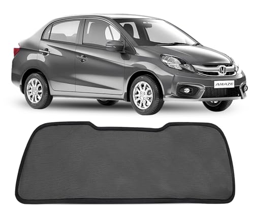 Image of Autofact Dicky Curtain for Amaze 2011-2017 | Custom Fit Rear Windshield Sunshade | Foldable Mesh | Privacy & Cooling Car Accessory | Car Rear Sun Shade UV Block Easy Install Durable Black Mesh