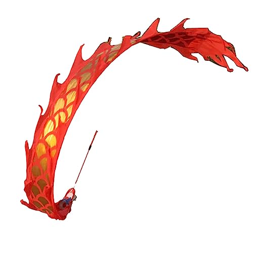 ESTDKMNOS Cinta para Danza del dragón Chino, Conjunto De Cintas De Danza del Dragón 3D con Cabeza De Dragón Y Cuerda Multicolor 3m(Red)