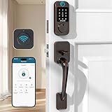 Smart Front Door Lock Handleset – SMONET Fingerprint Keyless Entry Bluetooth & Alexa Compatible, Auto Lock, Digital Keypad, WiFi Remote Control, Fob & App for Home, Rental, Bronze
