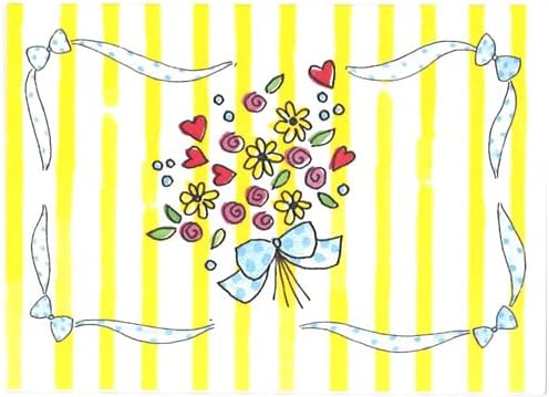 Ramo de flores y corazones para niñas, mini cajas para tarjetas de regalo, 2.5 x 3 pulgadas, interior en blanco, paquete de 10 con sobres