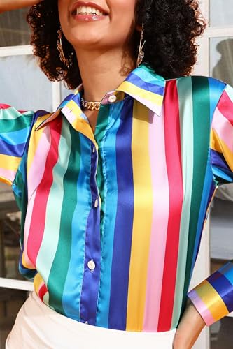 Image of POPWINGS Printed Full-Sleeves Regular-Fit Satin Printed Shirt for Women Stylish Western Casual Wear