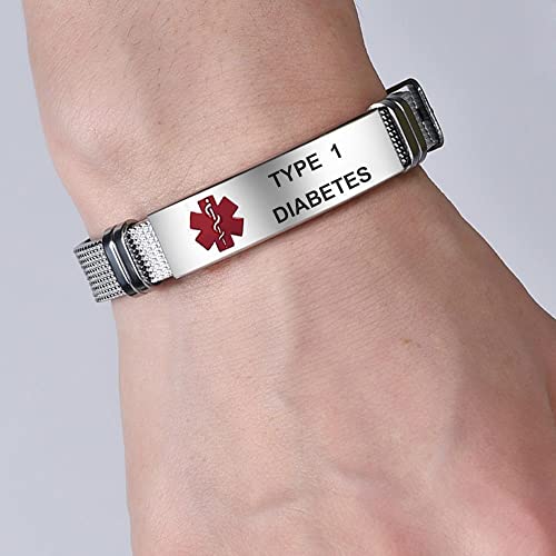 Dwjsu Silver Best Medical Alert Bracelets Blood Thinner Bangle For Women Teens Stylish Sport Id Mens Medical Alert Adjustable Mesh Wristband #TOP5