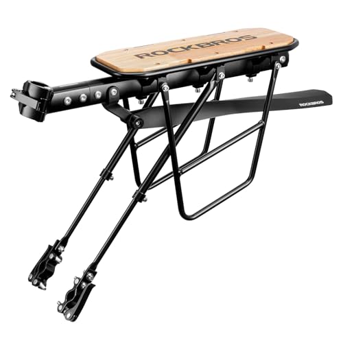 ROCKBROS Portaequipajes Bicicleta Trasero de Aluminio, Portabultos Bicicleta Liberación Rápida con Guardabarros, Soporte Trasero Ajustable para Bicicleta Montaña