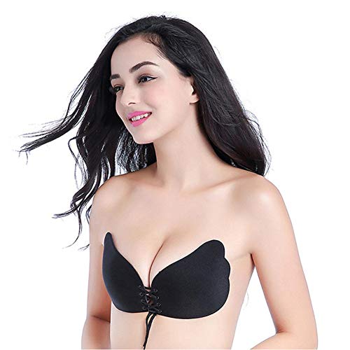 Occitop Sexy Wireless Push Up Invisible Bras Women Adhesive Fly Bra (Flat Black D)