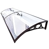 QIANDA-Pavillion Vordach Haustür Überdachung, Draussen Haustür Pultvordach, Regenschnee Beständig Hohles Blatt Mit Braune Halterung Zum Terrasse Garten, Anpassbar (Farbe : Klar, Größe : 200cm x 80cm)