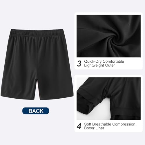 Image of HODOSPORTS Mens 7 inch Swim Trunks with Compression Liner S-6XL Quick Dry Swimming Shorts Zipper Pockets Swimsuits