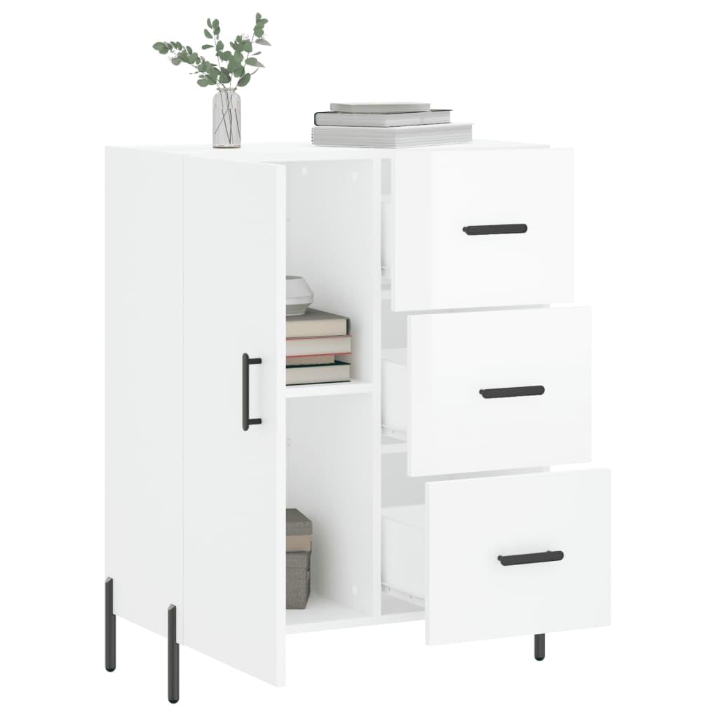 Credenza bianca lucida, 69,5 x 34 x 90 cm, con 3 cassetti