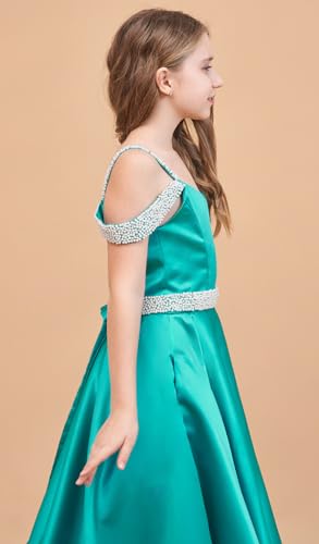 Off The Shoulder Girls Pageant Dress Formal Party Gown Long with Pockets PT0094