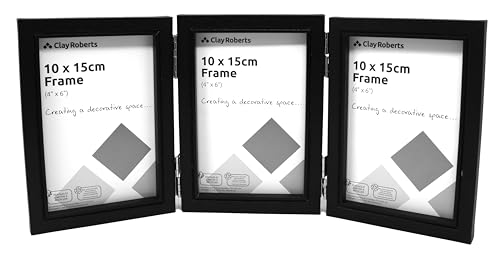 Triple Photo Picture Frame 6 x 4, Black, Holds 3 Photographs, Picture Frame, 10 x 15 cm, 6x4 Picture Frames