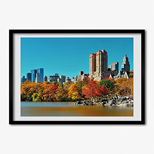 Tableau moderne automne à New York en cadre bois 70x50 pour sublimer le salon