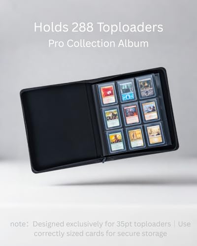 Top loader Binder – Holds 288+ Top Loaders for Cards, 9 Pocket Top Loader Binders with Sleeves for 3″ x 4″ Rigid Card Holders for Baseball, Football and other Sports Cards(Black)