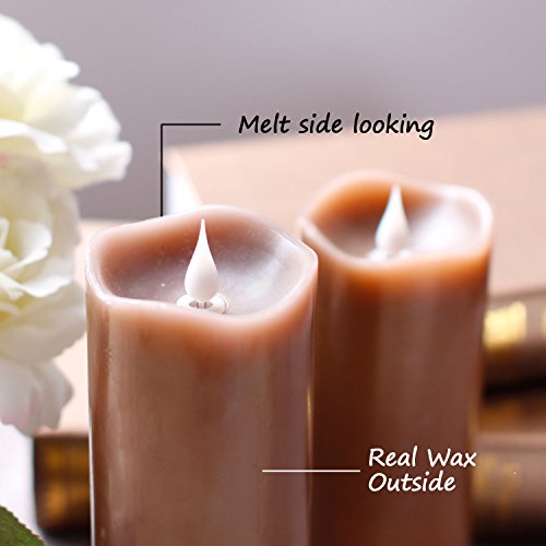 Image of 3D Moving Flame Led Candle With Timer, Dancing Flame Led Candle for Home Halloween Decoration, 3x5 Inch, Brown