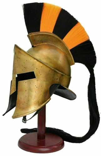 Generic Medieval Armour King Greek Spartan Helmet & Wooden Stand, Large, As Shown in Image
