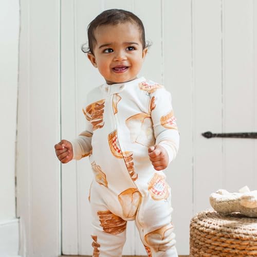 Image of Burt's Bees Baby unisex-baby Sleep & Play, Organic One-piece Romper-jumpsuit Pj, Zip Front Footed Pajama