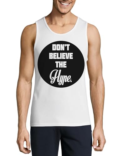 Camiseta sin mangas de algodón blanco Don't Believe The Hype para hombre en talla M