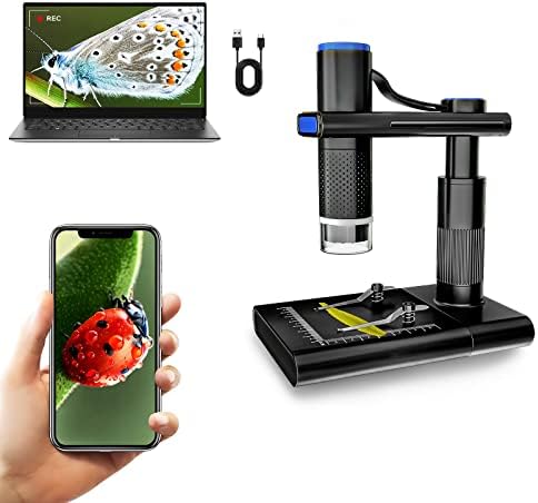 Wireless Digital Microscope,50X-1000X Magnification WiFi USB Portable Handheld Coin Microscope Camera with 8 Adjustable LED Lights,1080P HD Lab Microscope Kit for Kids with iPhone Android