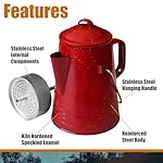 Grip Coffee Percolator (Red) - Durable Glazed Enamel Steel - Prepare Coffee Over the Fire - Camping, Hiking, Backpacking, Fishing, Hunting - (8 Cups) - Image 2