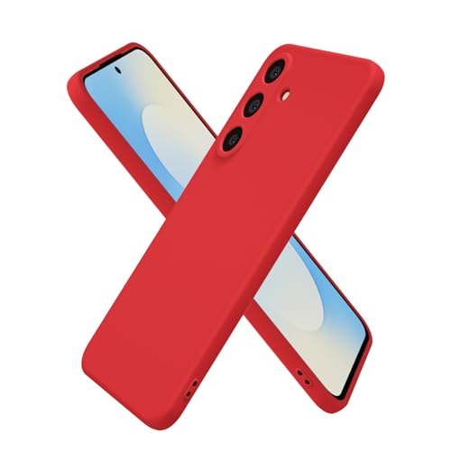 oakxco for Samsung Galaxy S25 FE Case Silicone, Ultra Slim Thin Phone Case for Women Girls, Plain Solid Color Minimalist Aesthetic Cute Girly Design, Soft Rubber Gel TPU with Camera Cover, Red