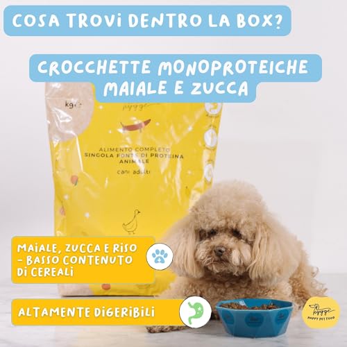 BAU BOX PROVAMI - 800 g Kroketten für Hunde Monoprotein Schweinefleisch - 400 g Nassfutter Hund ohne Getreide Schwein Fenchel - 3 x Kekse Hund Routine Box und köstliche Ergänzung für glänzendes Fell -