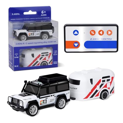 Image of Bestie toys Remote Control Small Car, 1:64 Scale Off-Road RC Car, USB Rechargeable 2.4GHZ Three Speed Indoor Alloy Vehicle for Kids (White GT laandrover)