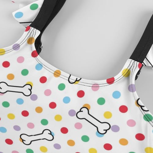 Image of Girls One Piece Swimsuit Polka Dots Ruffles Swimwear Bathing Suits 3-12 Years