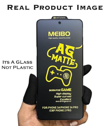 Image of WonRia Pack 1- Matte Screen Glass Protector for Nothing Phone 3A | Nothing Phone 3A Pro 5G Matte Tempered Guard Edge to Edge [Anti-FingerPrint | Anti-Glare | Shinning Border] - (Made of Glass)