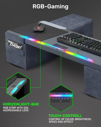 Image of Couchmaster CYCON Grey with HORIZONLIGHT Bar - Ultimate Ergonomic Mouse and Keyboard Accessory for Gaming with 6 USB Ports, Large and Stable Support, Compatible with PCs, PS5, PS4 and Xbox