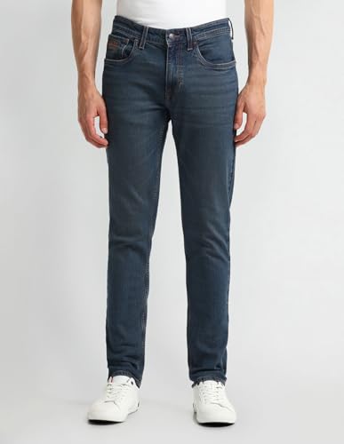 Image of U.S. Polo Assn. Denim Co. Blue Solid Mid Rise Light Button Stretchable Cotton 1050 Men's Jeans
