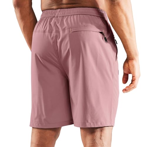 Image of MIER Men's Quick Dry Running Shorts with Zipper Pocket Elastic Waist Athletic Workout Exercise Shorts