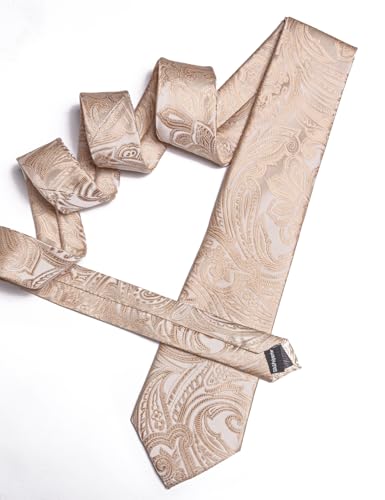 Image of Barry.Wang Men Tie Set Paisley Silk Necktie Pocket Square Cufflinks Formal Wedding Business Party