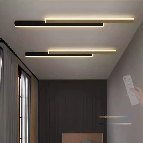 Luminaire plafonnier ultra fin design rectangulaire chic noir et or
