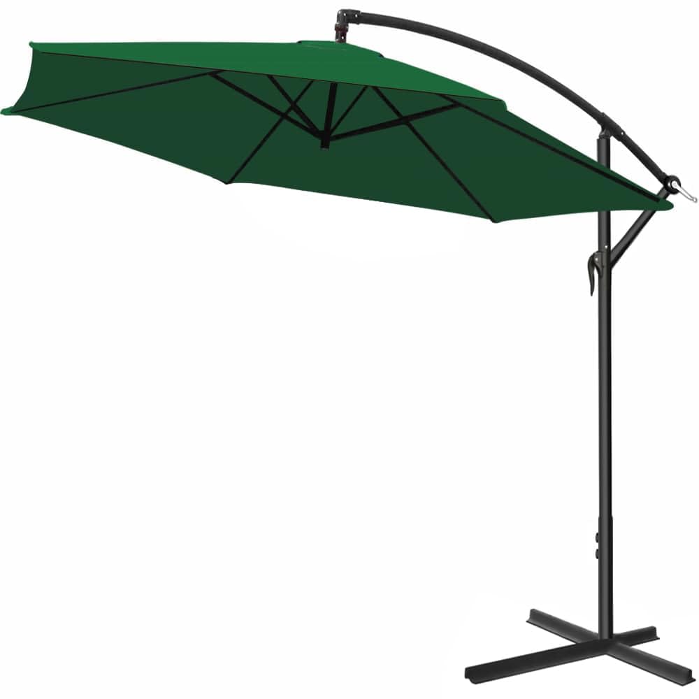Kingsleeve® Sombrilla de Jardín Brazil 300 cm Aluminio Inclinable Manivela con Soporte Protección UV50+ Parasol Giratorio Funcional Balcón Terraza Verde