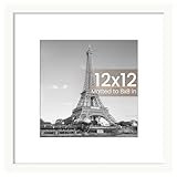 upsimples 12x12 Picture Frame, Display Pictures 8x8 with Mat or 12 x 12 Without, Wall Hanging Square Frames, White, 1 Pack