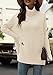LILLUSORY Womens Turtleneck Oversized Tunic Fall Sweaters 2022 Long Batwing Sleeve Spilt Hem Pullover Knit Sweater Tops Apricot