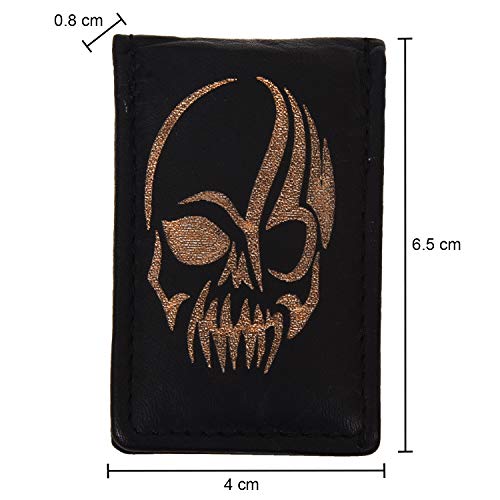 Image of LB LEATHERBOSS Men's New Leather Strong Magnetic Money Clip (Skull)