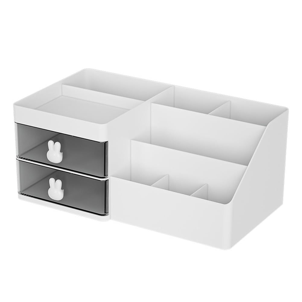 CTRLZS Large Capacity Desk Organizer - Desktop Storage Box with Drawer, Pen Holder, and Divided Compartments