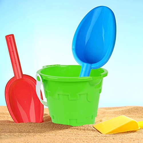 Anzmtosn Jumbo Castle Model Beach Gear 7\" Large Sand Buckets Pails Beach Water Pool Gardening Bath Toy Environmentally ABS Durable Thick Plastic Complete Gift Set Bundle for Kids Boys Girls