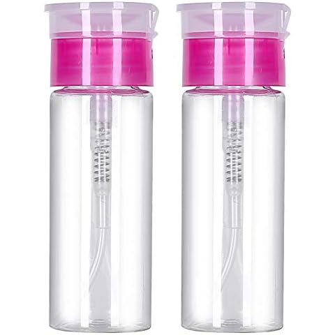 Leevia 2 Pcs 100ml Nail Polish Remover Pump Dispenser Push Down Cleanser Bottle Nail Polish Remover Liquid Bottle Container for Nail Polish and Makeup Remover Nail Art Tool Travel Set Cover