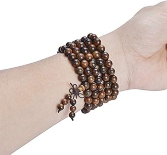 anzhongli Mala Beads Bracelet 108 8mm Prayer Meditation Sandalwood Elastic