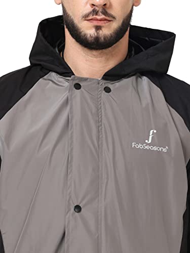 Image of FabSeasons Lightweight Waterproof Raincoat set of Top & Bottom for Men's, with hood & Reflector at back
