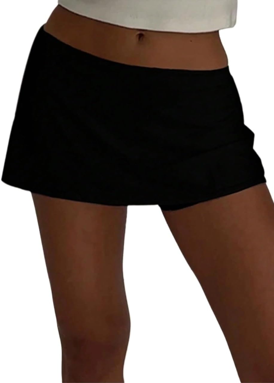 Women's Basic Mini Skort Casual Solid Low Rise Short Skirt Casual Skirt